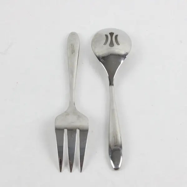 Set of 2 Salad Serving Fork and Spoon Stainless Steel Unbranded