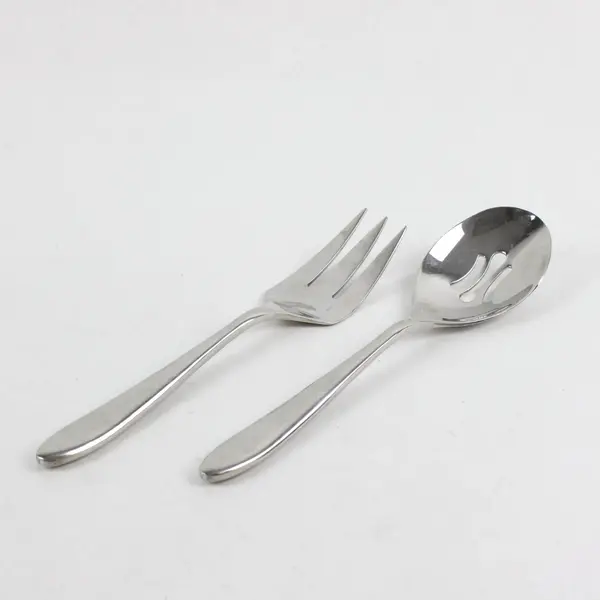 Set of 2 Salad Serving Fork and Spoon Stainless Steel Unbranded