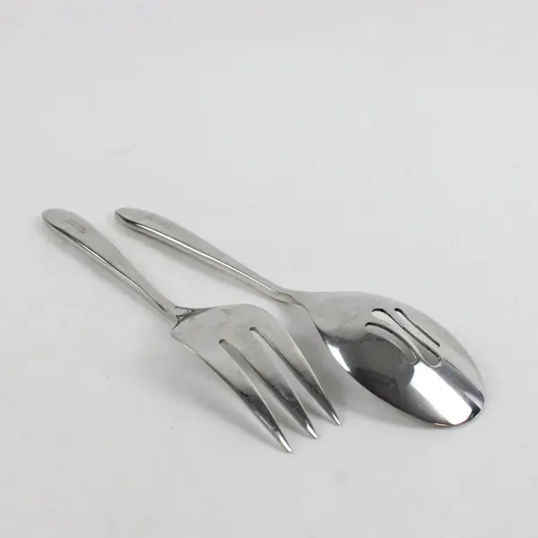 Set of 2 Salad Serving Fork and Spoon Stainless Steel Unbranded