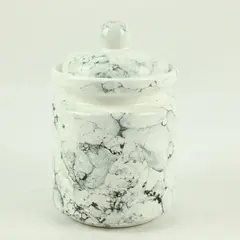 White Faux Marble Ceramic Canister 7"