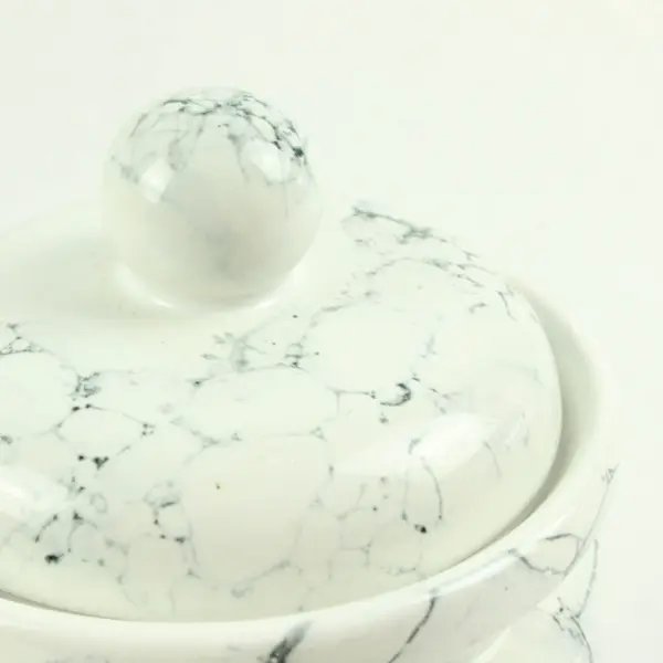 White Faux Marble Ceramic Canister 7"