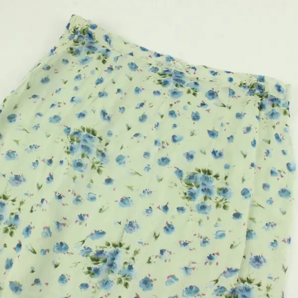 Vintage Indira Blue and Green Floral Pattern Maxi Skirt Women's Medium FLAW