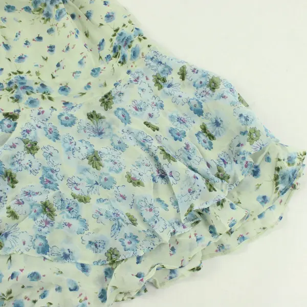 Vintage Indira Blue and Green Floral Pattern Maxi Skirt Women's Medium FLAW