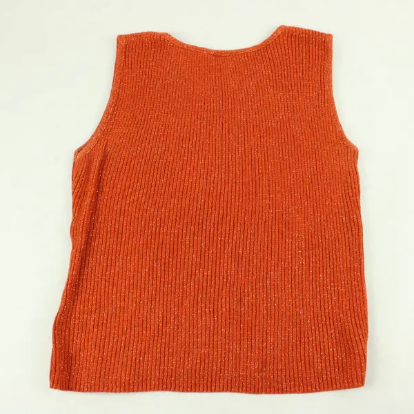 Vintage Two One Two Sparkly Orange Knit Tank Top Women's Large