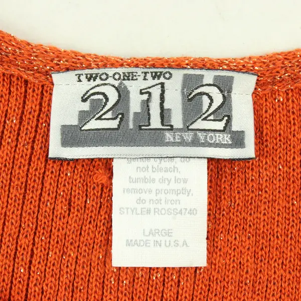 Vintage Two One Two Sparkly Orange Knit Tank Top Women's Large