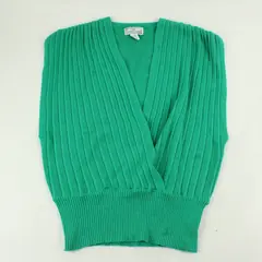 VTG Hot Connection Green Sleeveless Plunge Acrylic Knit Top Women's Medium