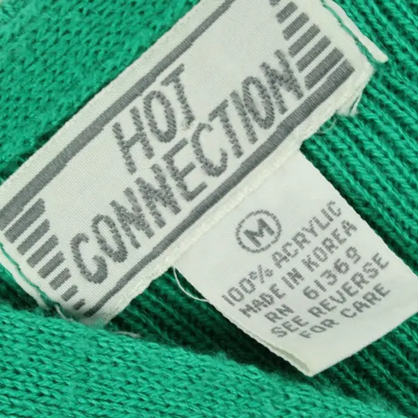 VTG Hot Connection Green Sleeveless Plunge Acrylic Knit Top Women's Medium