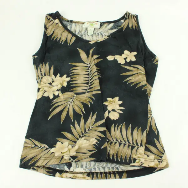 Banana Bay Fine Resort Wear Brown and Black Tropical Tank Women's Large