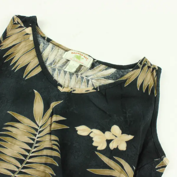 Banana Bay Fine Resort Wear Brown and Black Tropical Tank Women's Large