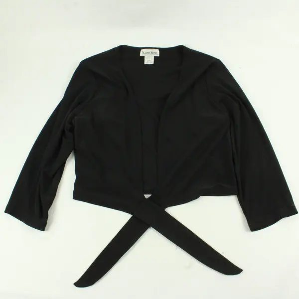 Carol Rose Black 3/4-Sleeve Tie-Front Shrug Women's Large