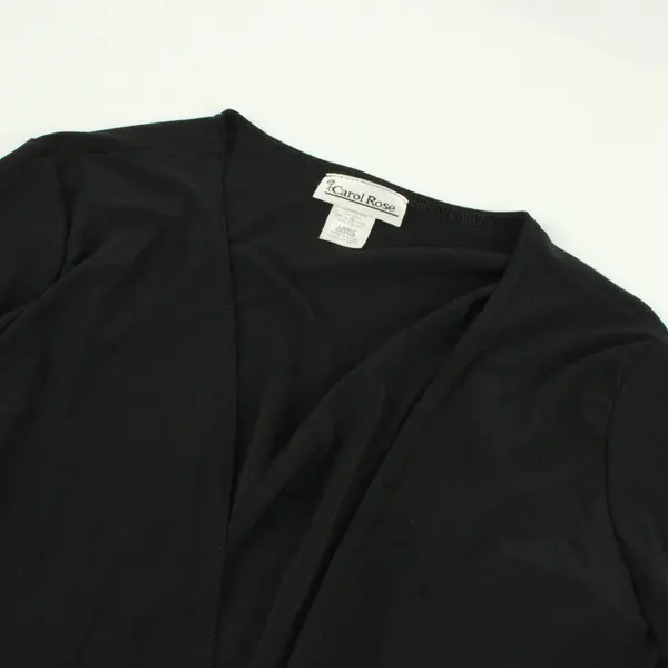 Carol Rose Black 3/4-Sleeve Tie-Front Shrug Women's Large
