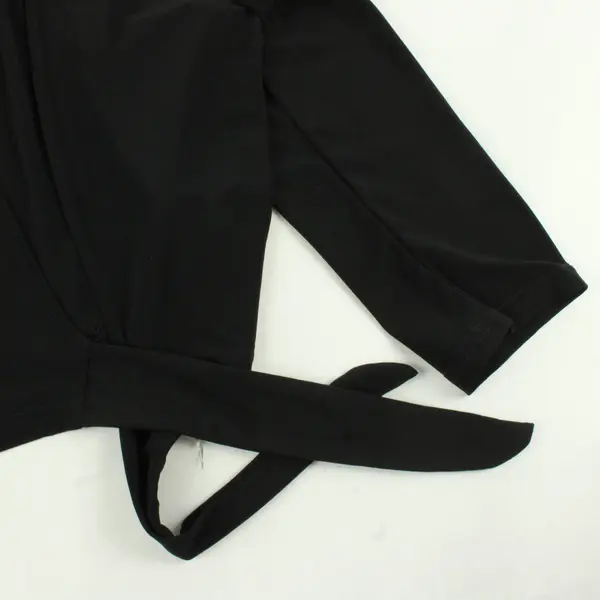 Carol Rose Black 3/4-Sleeve Tie-Front Shrug Women's Large