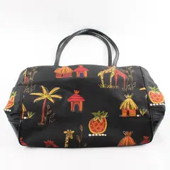 Bueno Tote Bag - Black & African Safari Tropical Motifs - Shoulder Bag