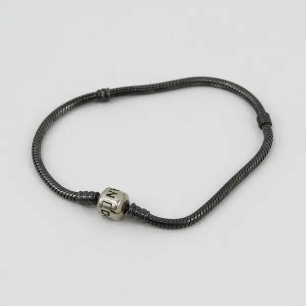 Pandora 925 Sterling Silver Snake Chain Barrel Clasp Bracelet 7-3/4"