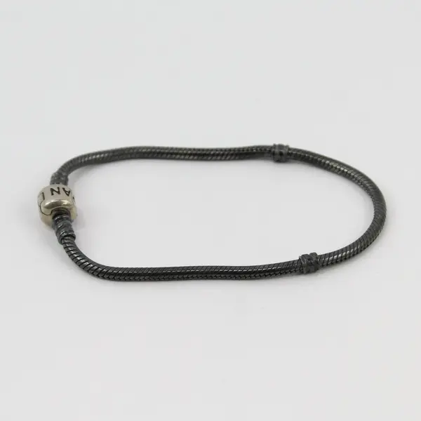Pandora 925 Sterling Silver Snake Chain Barrel Clasp Bracelet 7-3/4"