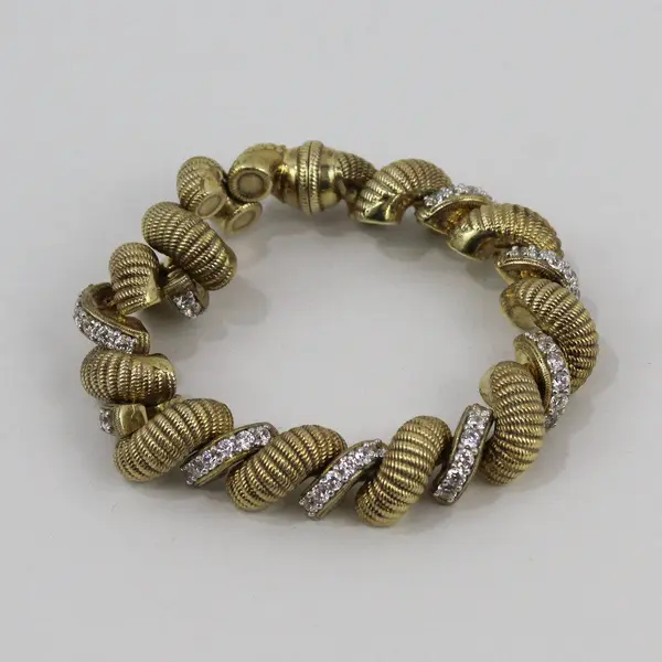 Judith Ripka Cubic Zirconia Gold-Tone 925 Sterling Silver Link Bracelet 7.5"