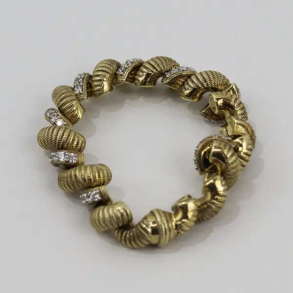 Judith Ripka Cubic Zirconia Gold-Tone 925 Sterling Silver Link Bracelet 7.5"