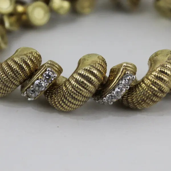 Judith Ripka Cubic Zirconia Gold-Tone 925 Sterling Silver Link Bracelet 7.5"