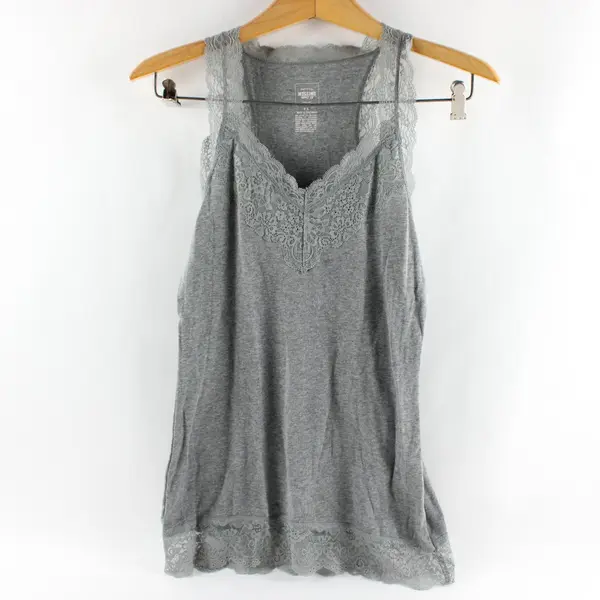 Mossimo Lace Trim Gray Tank Top Women's Large