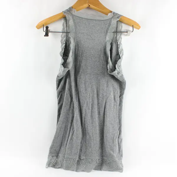 Mossimo Lace Trim Gray Tank Top Women's Large