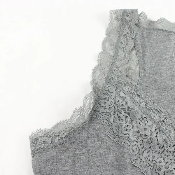 Mossimo Lace Trim Gray Tank Top Women's Large