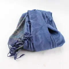 Blue and Green Paisley Fringe Pashmina Scarf Shawl 28"x68"