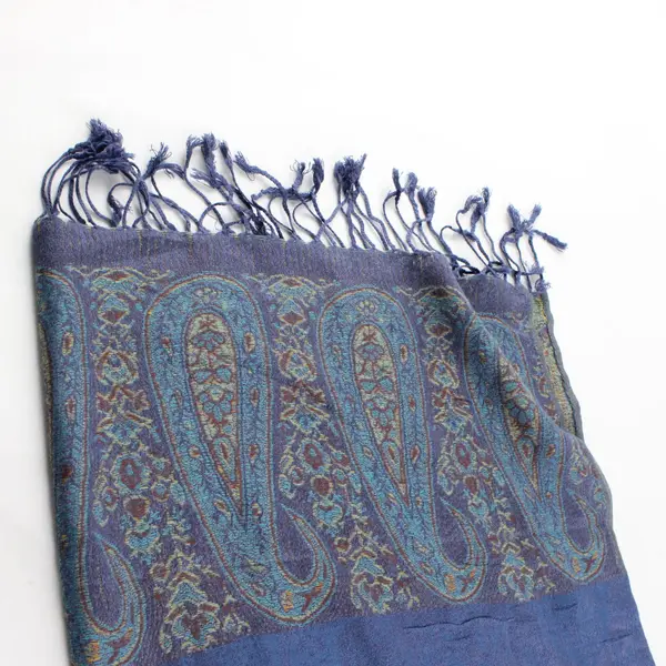 Blue and Green Paisley Fringe Pashmina Scarf Shawl 28"x68"
