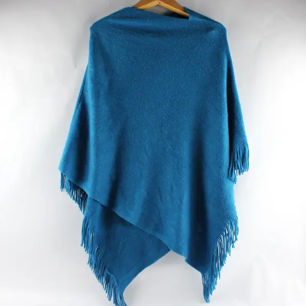 Lane Bryant Blue Poncho Fringe One Size Pre-Owned