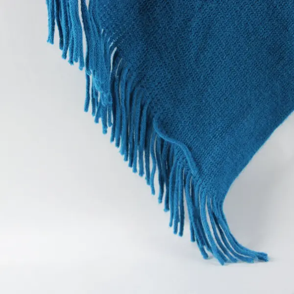 Lane Bryant Blue Poncho Fringe One Size Pre-Owned