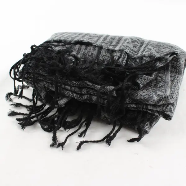 Gray Paisley Fringe Scarf Shawl 27"x68"