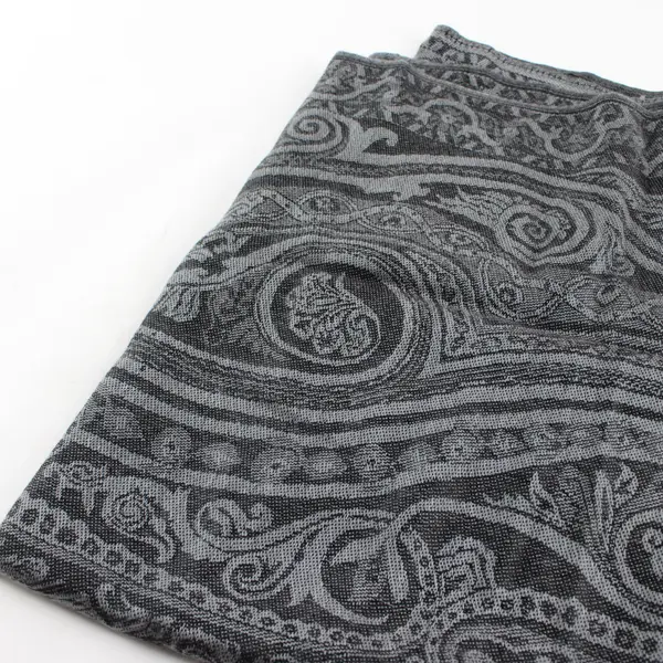 Gray Paisley Fringe Scarf Shawl 27"x68"