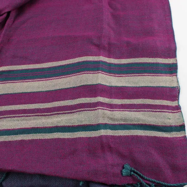 Vintage Hype Purple Teal Beige Striped Fringe Scarf 19"x70"
