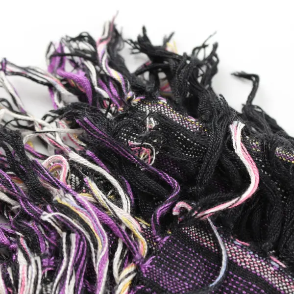 Vintage Purple Striped Fringe Scarf 30"x32"