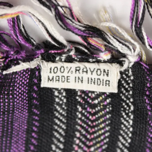 Vintage Purple Striped Fringe Scarf 30"x32"