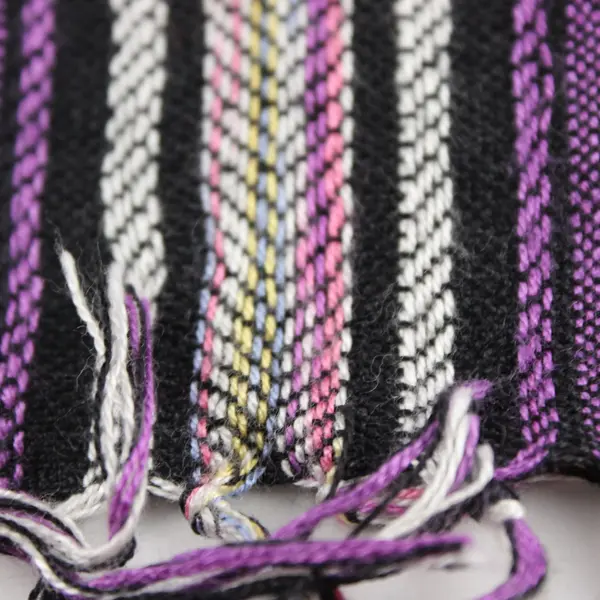Vintage Purple Striped Fringe Scarf 30"x32"