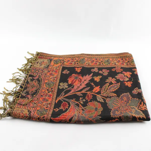 Autumnal Floral Fringe Boho Scarf Wrap 27"x63"