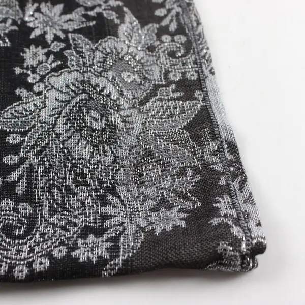 Sparkly Gray Floral Paisley Fringe Scarf 19"x72"