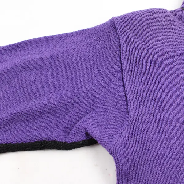 Vintage Le Chois Women's M Black & Purple Cotton Blend Knit Turtleneck Sweater
