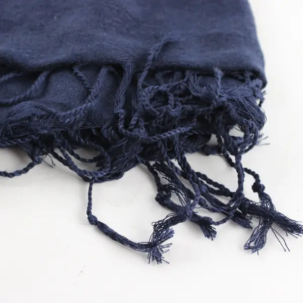 F.C. Navy Blue Paisley Fringe Scarf Shawl 27"x67"