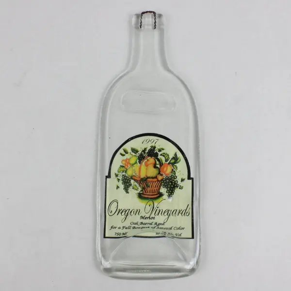 1997 Oregon Vineyards Merlot Wine Bottle Cheese Serving Board Tray 12.0"x4.4"
