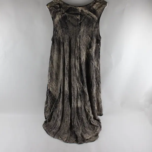 Vtg India Boutique Free Size Sleeveless Brown Embroidered Rayon Dress
