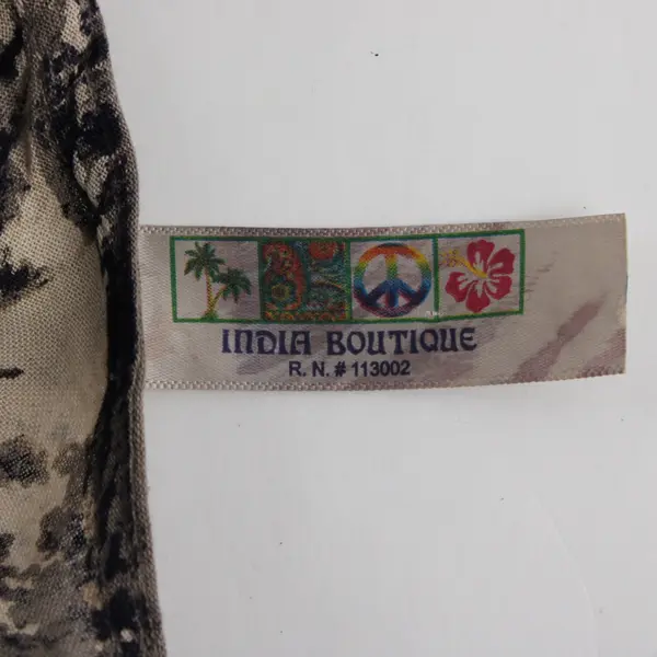 Vtg India Boutique Free Size Sleeveless Brown Embroidered Rayon Dress