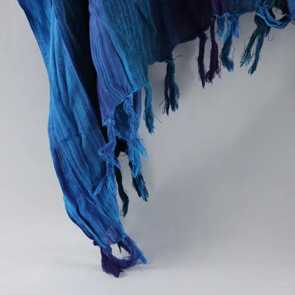 Primitive Vibes Hawaii Women's Boho Fringe Blouse Purple Blue Rayon Loose
