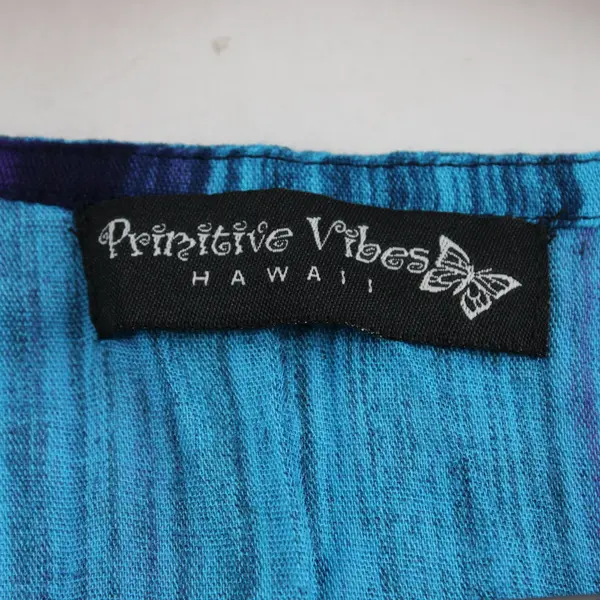Primitive Vibes Hawaii Women's Boho Fringe Blouse Purple Blue Rayon Loose