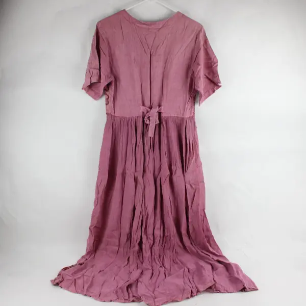 M.P.H. Womens Vintage 90s Bohemian Maxi Dress Dusty Pink Mauve Embroidered M