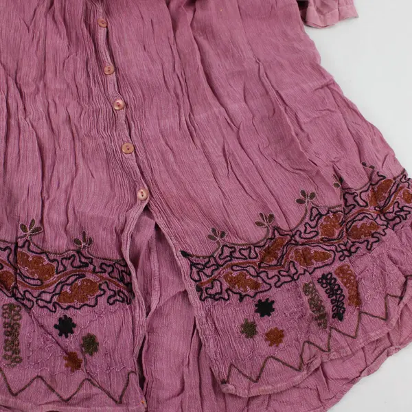 M.P.H. Womens Vintage 90s Bohemian Maxi Dress Dusty Pink Mauve Embroidered M