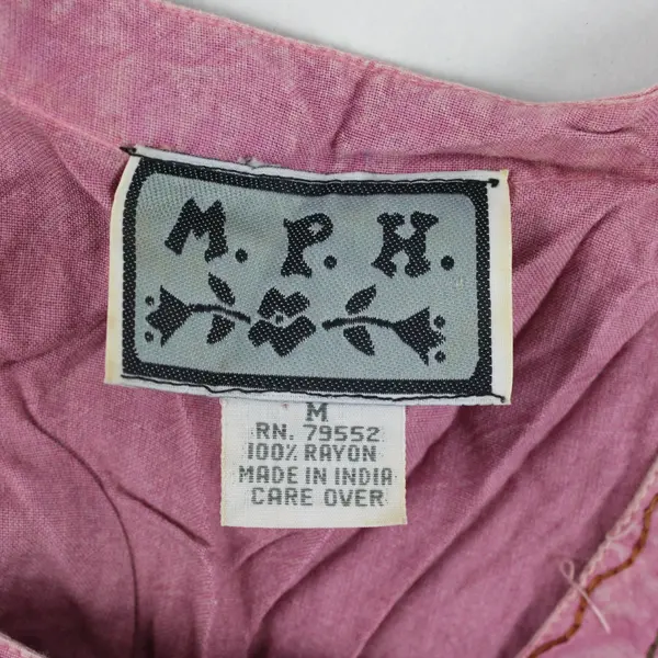 M.P.H. Womens Vintage 90s Bohemian Maxi Dress Dusty Pink Mauve Embroidered M