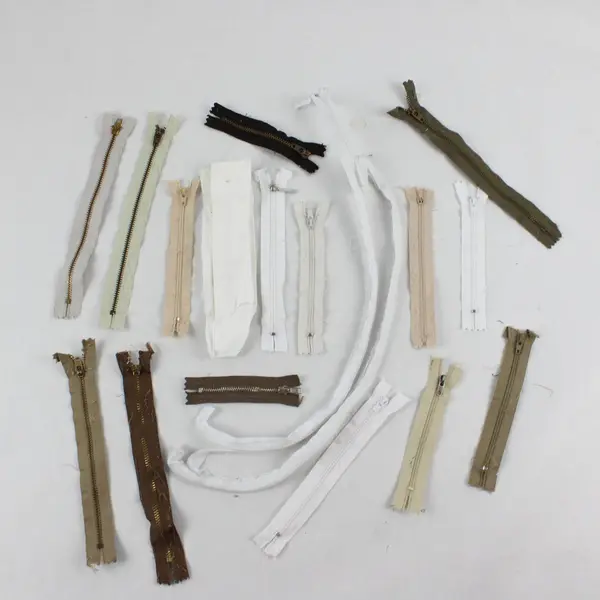 YKK Lot of 17 Assorted Zippers White Beige Brown Black Olive Green