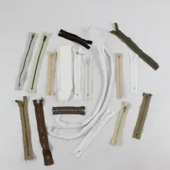 YKK Lot of 17 Assorted Zippers White Beige Brown Black Olive Green