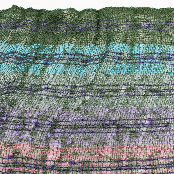 Multicolor Striped Openwork Knit Fringe Scarf 19"x74"